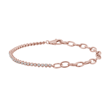 14k Rose Gold Half Diamond Tennis & Link Bracelet