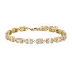 14k Yellow Gold Illusion Emerald Diamond Tennis Bracelet 2.30ctw