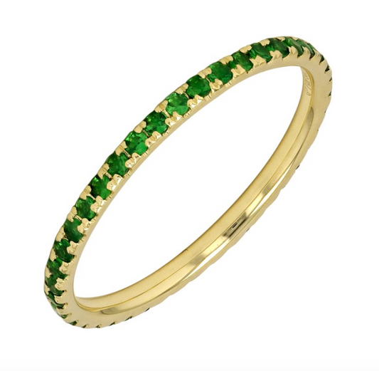 14k Yellow Gold Emerald Eternity Band
