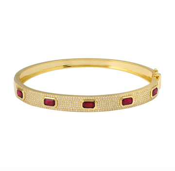 14k Yellow Gold Ruby Diamond Bangle 2.25ctw