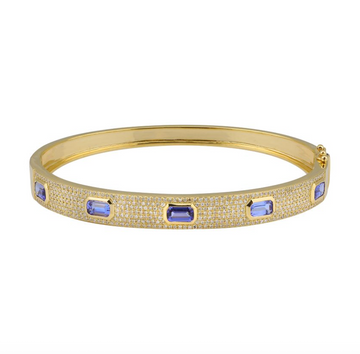 14k Yellow Gold Tanzanite Diamond Bangle 1.35ctw