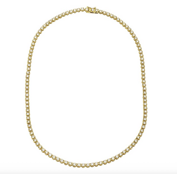 14k Yellow Gold Crown Prong Diamond Tennis Necklace 10.00ctw