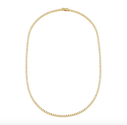 14k Yellow Gold Classic Diamond Tennis Necklace 8.50ctw