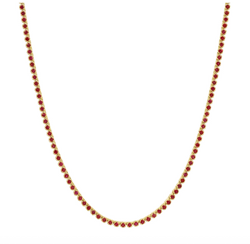 14k Yellow Gold Ruby Tennis Choker Necklace 2.60ctw