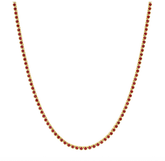 14k Yellow Gold Ruby Tennis Choker Necklace 2.60ctw
