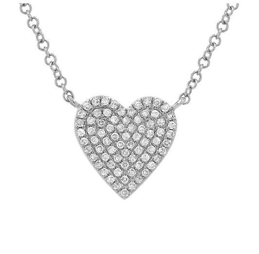 14k White Gold 10mm Diamond Heart Necklace .15ctw
