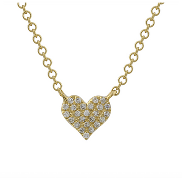 14k Yellow Gold Diamond Heart Necklace 5mm