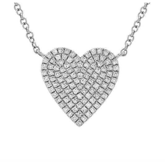 14k White Gold Diamond 12mm Heart Necklace .25ctw