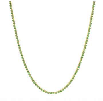 14k Yellow Gold Emerald Tennis Choker Necklace 1.85ctw