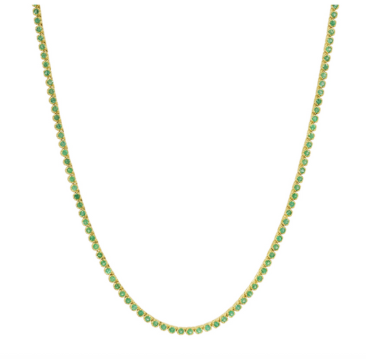 14k Yellow Gold Emerald Tennis Choker Necklace 1.85ctw