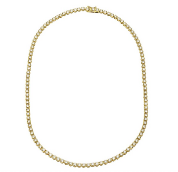 14k Yellow Gold Crown Prong Diamond Tennis Necklace 10.00ctw