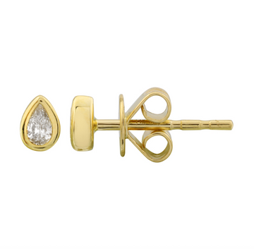 14k Yellow Gold Pear Bezel Diamond Stud Earrings .15ctw