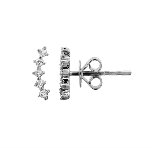 14k White Gold Arc Diamond Stud Earrings .15ctw