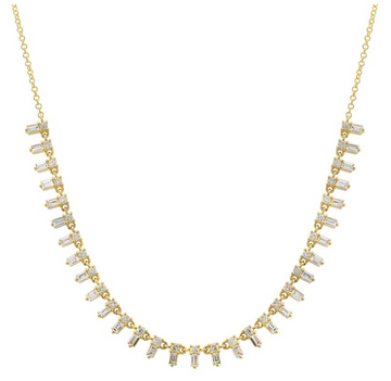 14k Yellow Gold Baguette Diamond Chain Necklace 1.15ctw