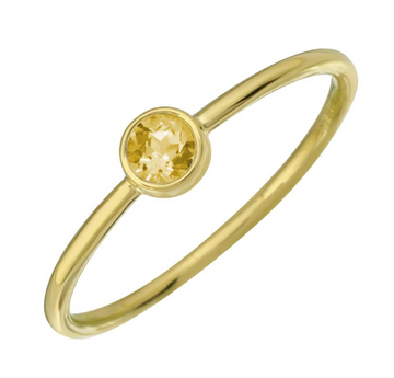 14k Yellow Gold Citrine Bezel Ring .15ctw