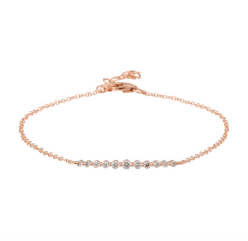 14k Rose Gold Shared Prong Diamond Bar Chain Bracelet .20ctw
