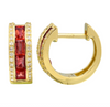 14k Yellow Gold 13mm Ruby Diamond Border Huggie Earrings 1.00ctw