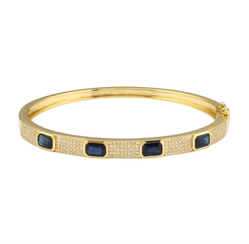 14k Yellow Gold Sapphire Diamond Bangle 1.00ctw