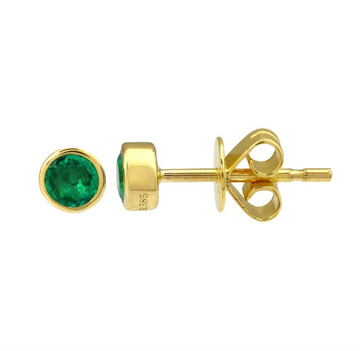14k Yellow Gold Emerald Bezel Stud Earrings .45ctw