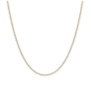14k Yellow Gold 3-Prong Diamond Tennis Necklace 4.20ctw