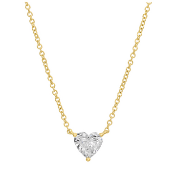 14k Yellow Gold .50ct Lab Grown Heart Diamond Solitaire Necklace