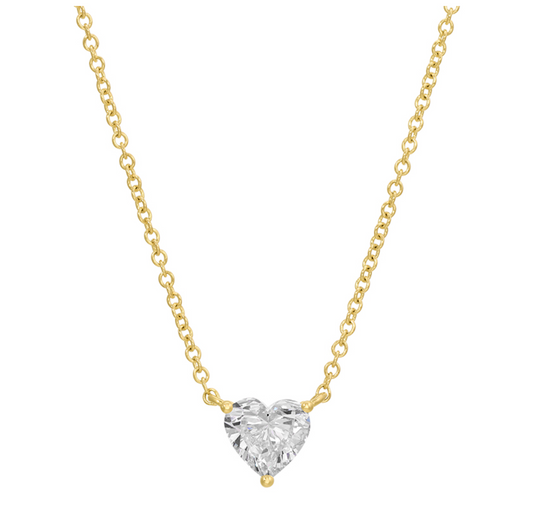 14k Yellow Gold .50ct Lab Grown Heart Diamond Solitaire Necklace