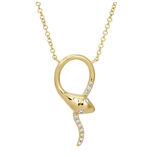 14k Yellow Gold Snake Diamond Necklace