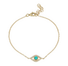 14k Yellow Gold Turquoise Evil Eye Diamond Bracelet .25ctw