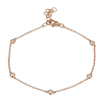 14k Rose Gold Five Diamond By Yard Bezel Bracelet