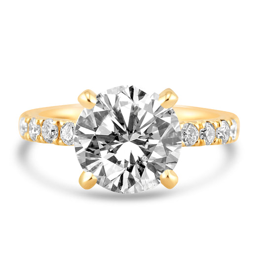 14k Yellow Gold 2.00ct Lab Grown Round Diamond Invisible Halo Engagement Ring