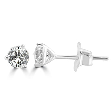 14k White Gold .50ctw Lab Grown Round Diamond Stud Earrings