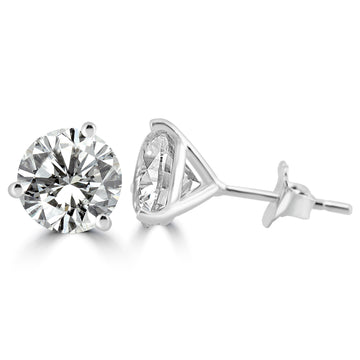 14k White Gold Lab Grown Round Diamond Stud Earrings 4.70ctw