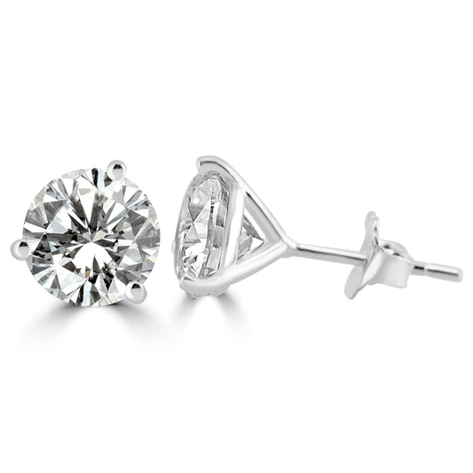 14k White Gold Lab Grown Round Diamond Stud Earrings 4.70ctw
