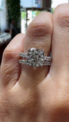 14k White Gold 3.50ct Lab Grown Square Cushion Invisible Halo Diamond Band Engagement Ring