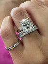 14k White Gold 4.00ct Lab Grown Elongated Cushion Diamond Solitaire Engagement Ring