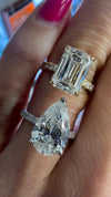 14k Yellow Gold 3.70ct Lab Grown Emerald Diamond Band Engagement Ring