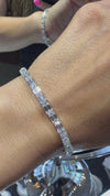14k White Gold Lab Grown Emerald Diamond Tennis Bracelet 15.00ctw