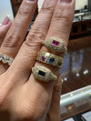 14k Yellow Gold Ruby Diamond Signet Ring .65ctw