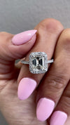 14k White Gold 3.00ct Lab Grown Emerald Diamond Halo Engagement Ring