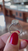 Platinum 1.61ct Natural Emerald Diamond Halo Engagement Ring