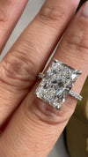 14k White Gold 5.50ct Lab Grown Elongated Radiant Diamond Band Invisible Halo Engagement Ring