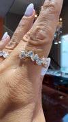 14k White Gold Lab Grown Multi Shape Asymmetrical Swirl Diamond Eternity Band 5.50ctw