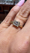 14k Yellow Gold .85ct Lab Grown Emerald Diamond Bezel Engagement Ring