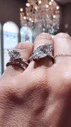14k White Gold Lab Grown Pear Diamond Wrap Ring 1.25ctw