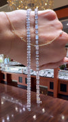 14k White Gold Lab Grown Multi Shape Emerald & Oval Diamond Tennis Bracelet 9.00ctw