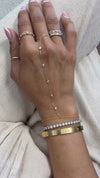 14k Yellow Gold Diamond Bezel Hand Chain Bracelet