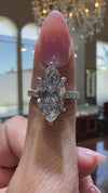14k White Gold 4.00ct Lab Grown Marquise Diamond Band Engagement Ring