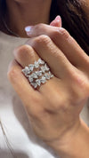 14k White Gold Alternating Lab Grown Pear Diamond Three Row Wrap Ring 3.50ctw