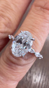 14k White Gold 2.50ct Lab Grown Oval Diamond Marquise Band Invisible Halo Engagement Ring