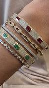 14k Yellow Gold Emerald Diamond Bangle 2.00ctw